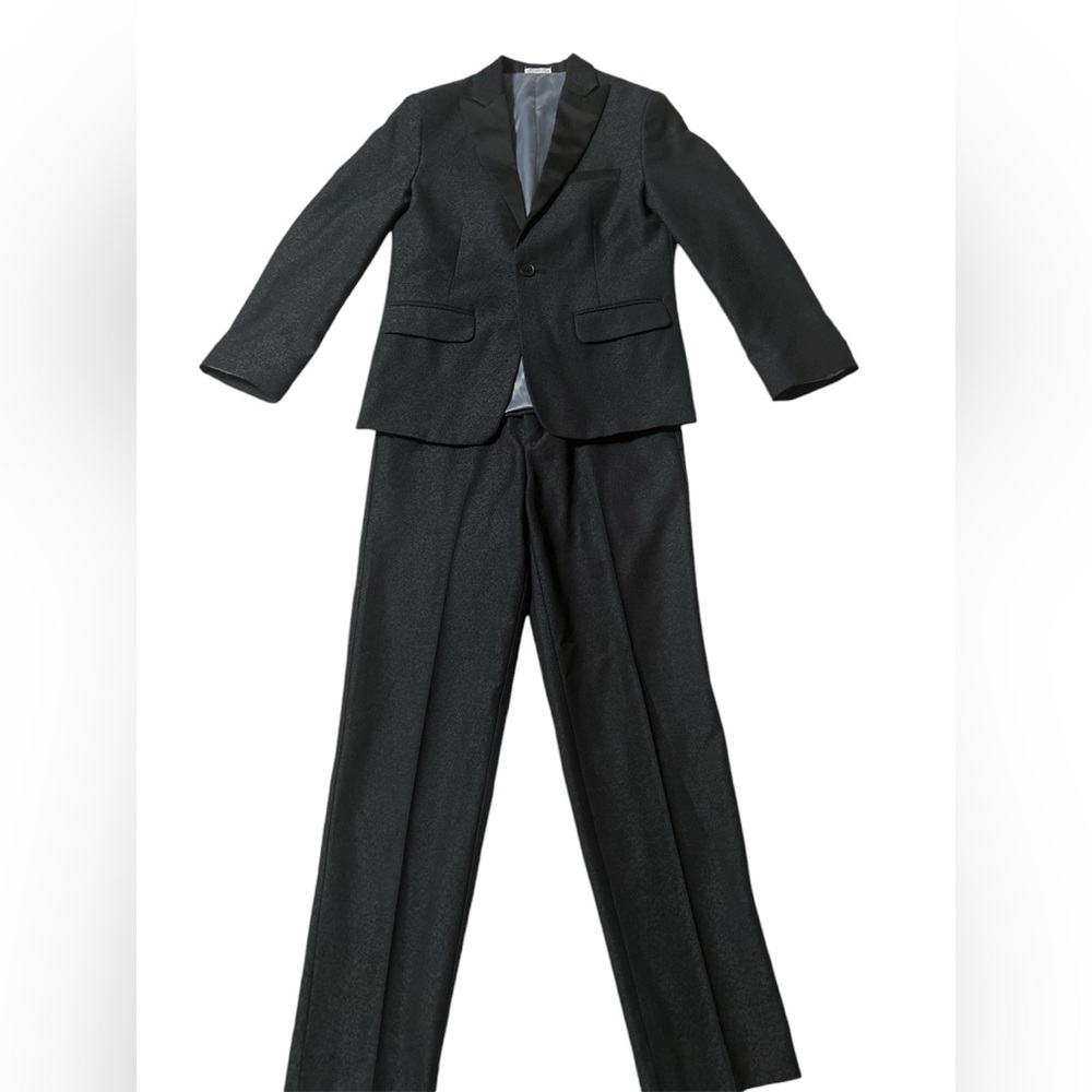 Calvin Klein Boys Black Textured Two-Piece Suit